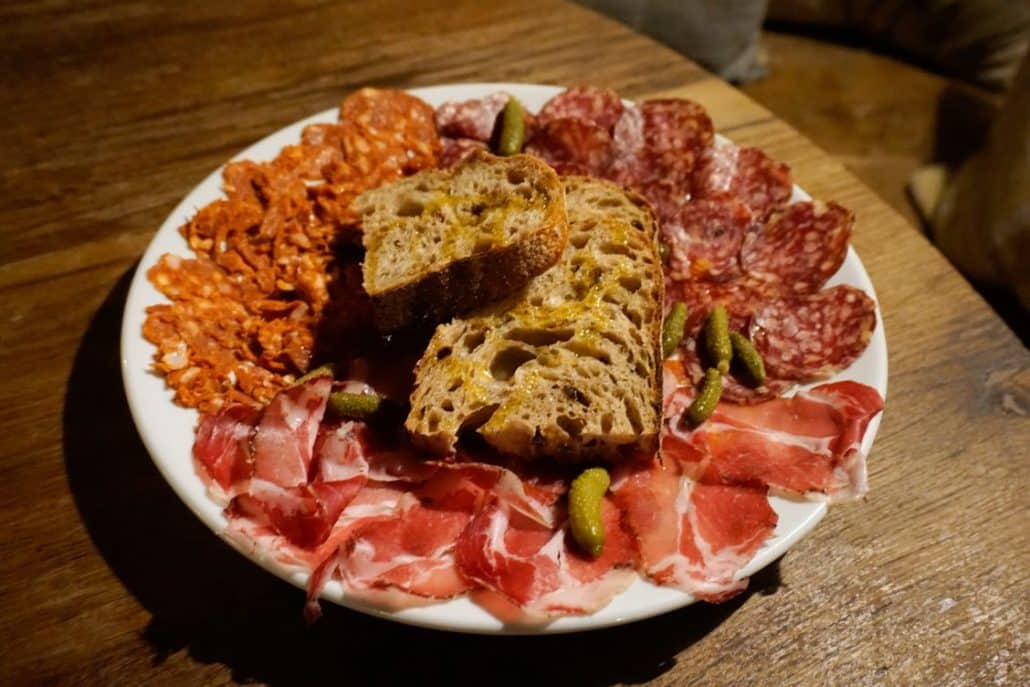 A big plate of Wage beef and British chorizo at Friends of Ham