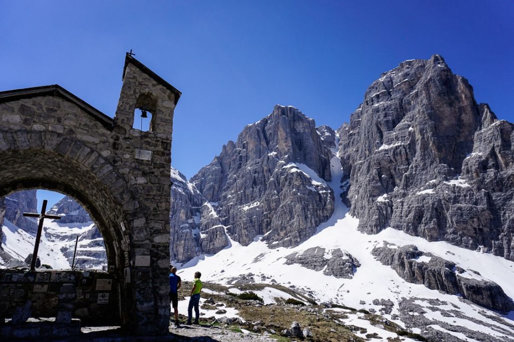 Chapel next to Rifugio ai Brentei in the Dolomiti di Brenta