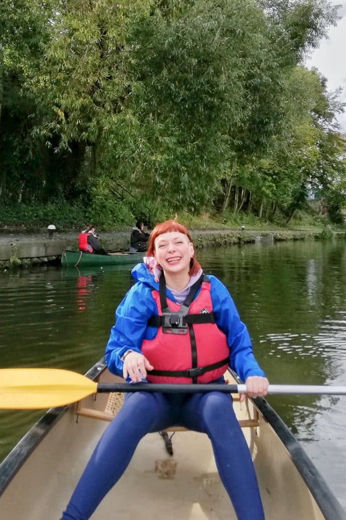 Alice Teacake canoeing as part of the adventure outfoor activities Sheffield has to offer