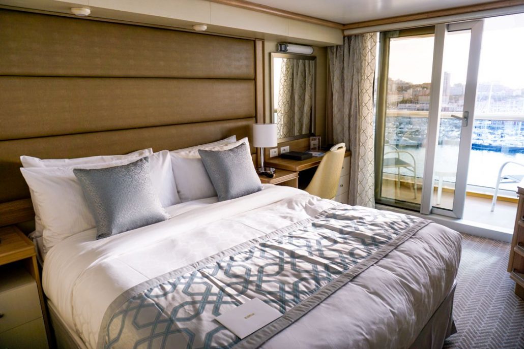 Sleek and stylish stateroom aboard Sky Princess with Princess Cruises