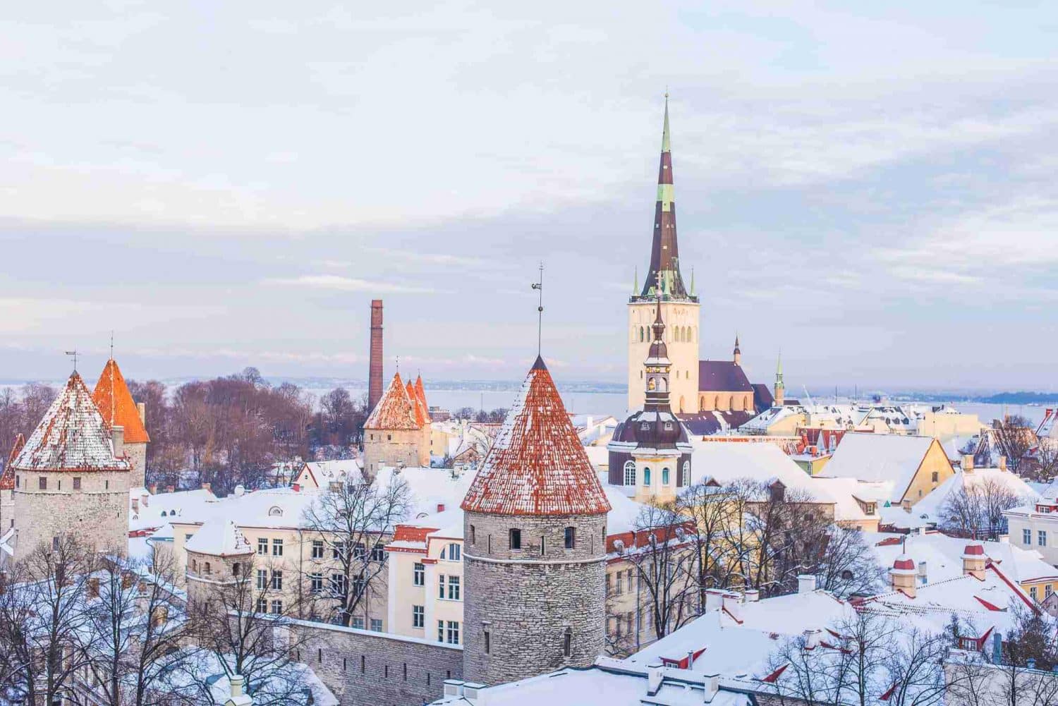 Photos of Tallinn, Estonia Old Town covered in a blanket of snow