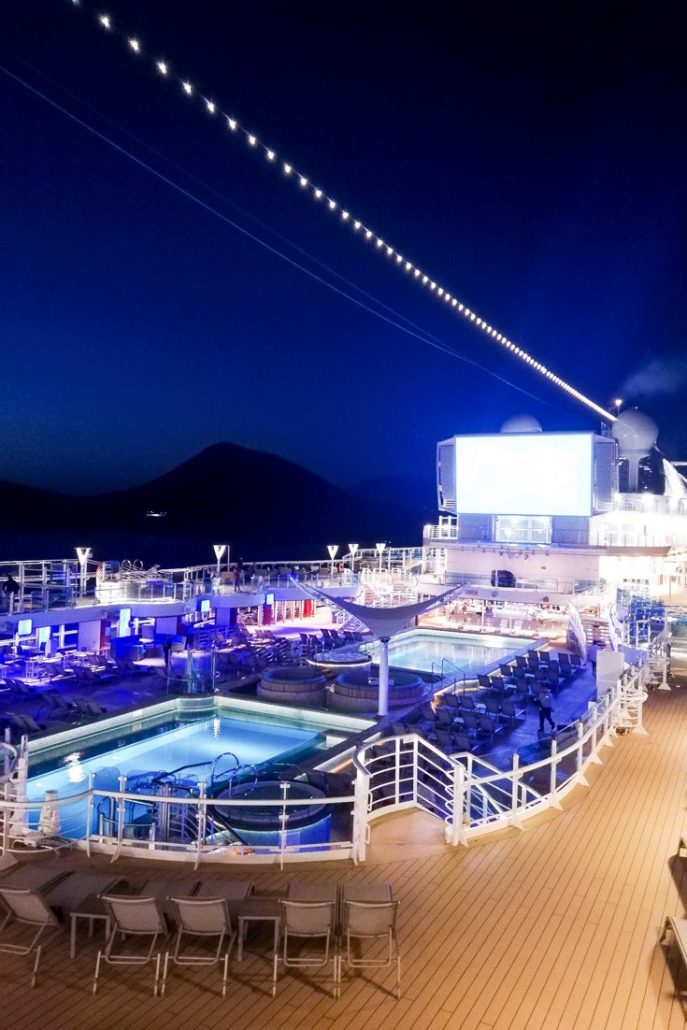 Photo of the film screening from the private balcony of a Sky Suite