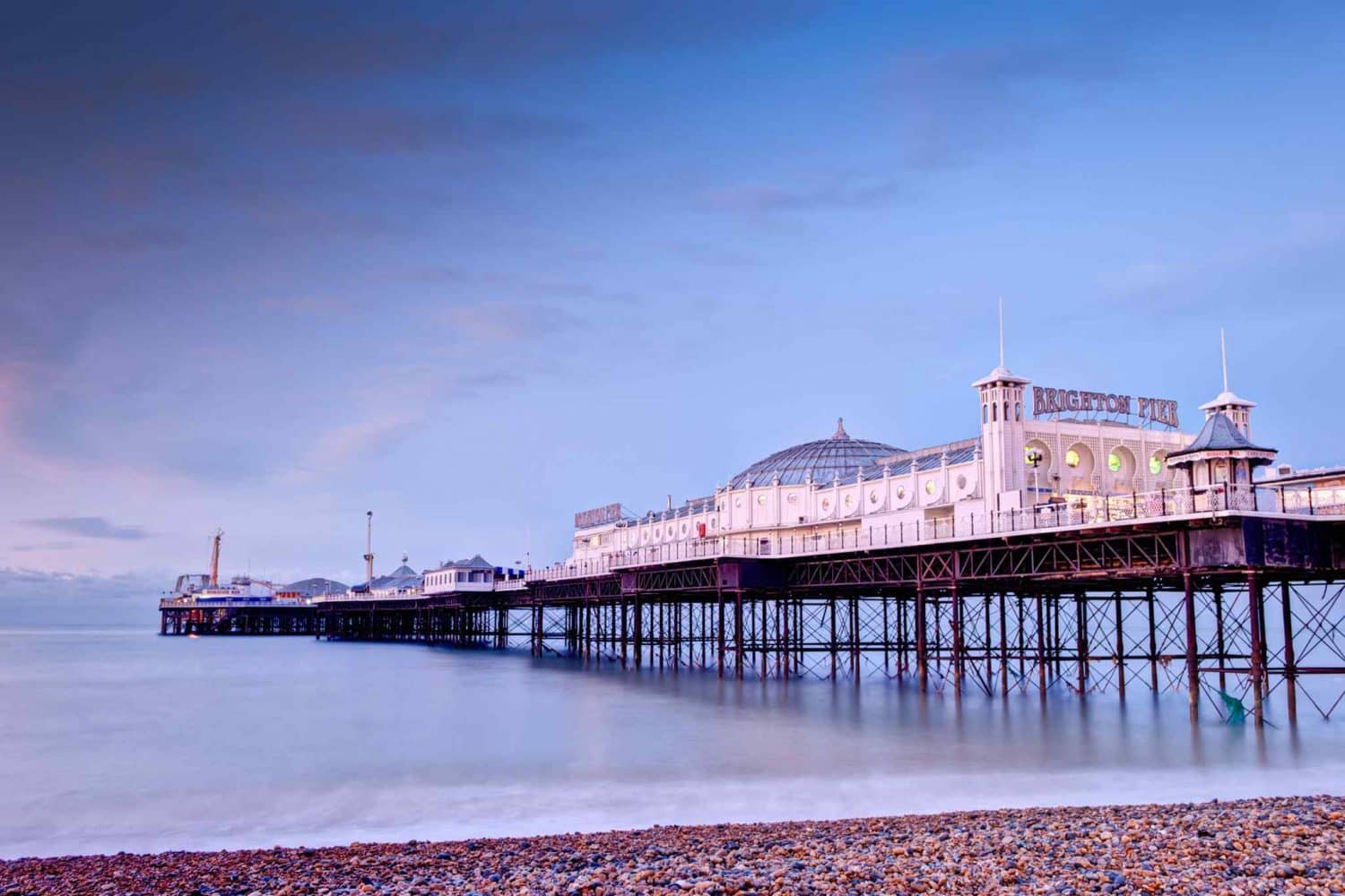 Beautiful view of Brighton Seafront Palace Pier at Sunset