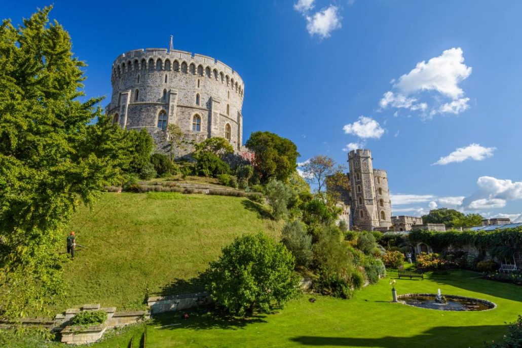 Windsor Castle in Windsor on a beautiful sunny day with blue skies